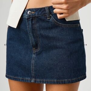Low rise denim mini skirt